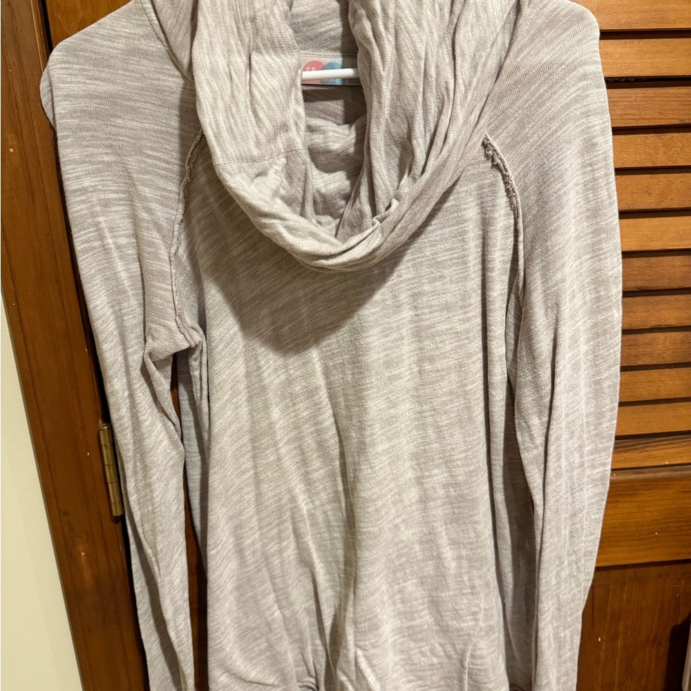 Free People Light Beige Cowl Neck Sweater